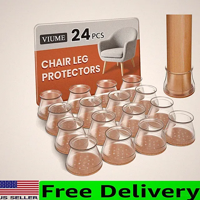 Universal Chair Leg Caps - 24 Pcs Silicone Covers for Hardwood Floor Protection