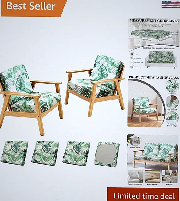 Universal Fit 4-Pack Patio Cushion Slipcovers – Breathable and Fade-Resistant