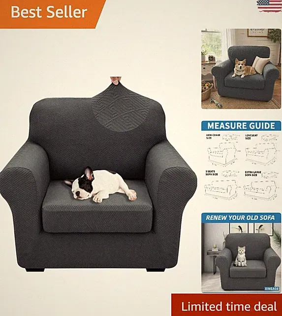 Universal Fit Dark Gray 2-Piece Furniture Protector - For Armchairs 31-46 Inches