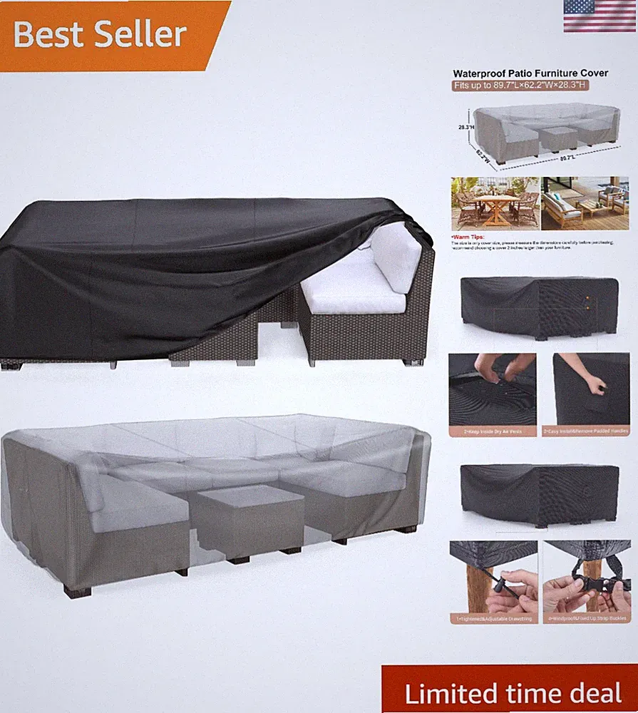 Universal Heavy-Duty Waterproof Outdoor Furniture Cover - Fits Sectional Sofa