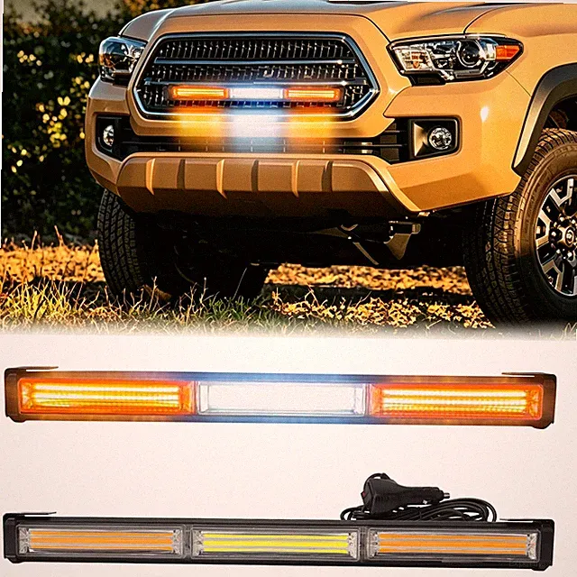 Universal LED Strobe Warning Light Bar 12‑24V 3‑Section Vehicle Emergency Light