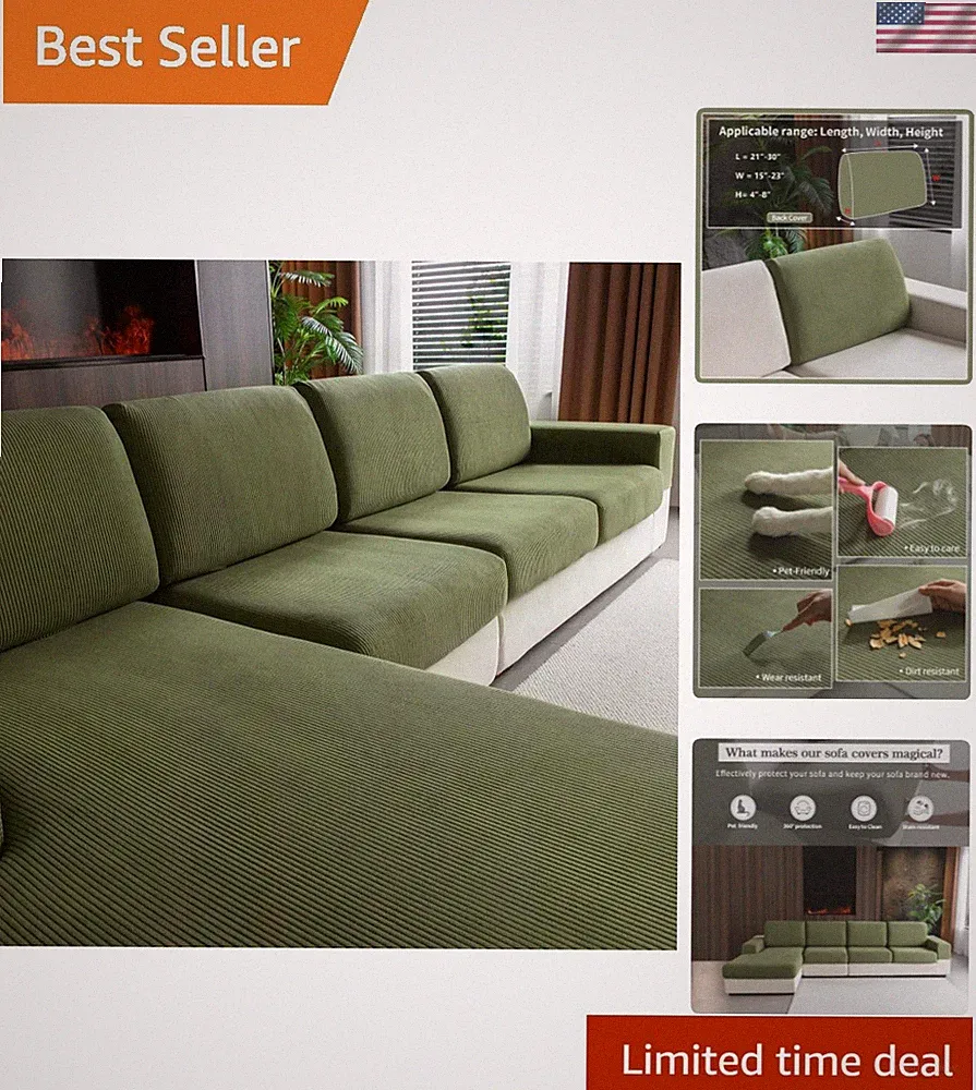 Universal Sectional Couch Cushion Covers 1PC Back