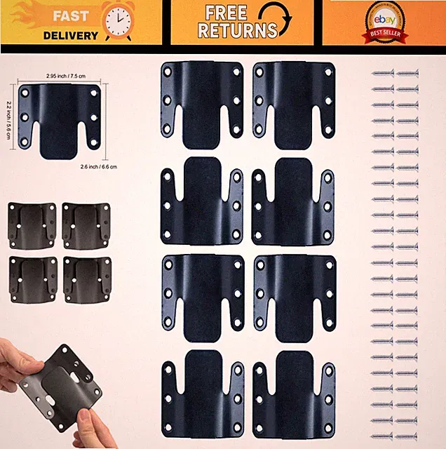 Universal Sectional Sofa Connectors - 4 Sets, Interlocking Brackets & Hardware