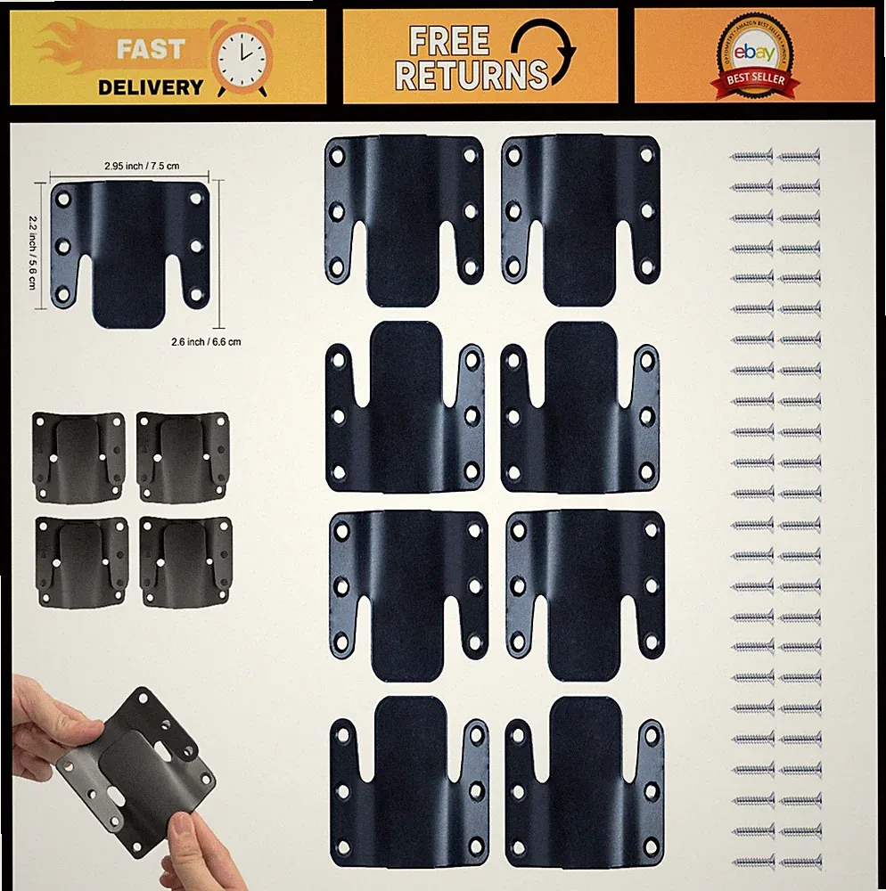 Universal Sectional Sofa Connectors - Interlocking Bracket Hardware Set, 4 Sets