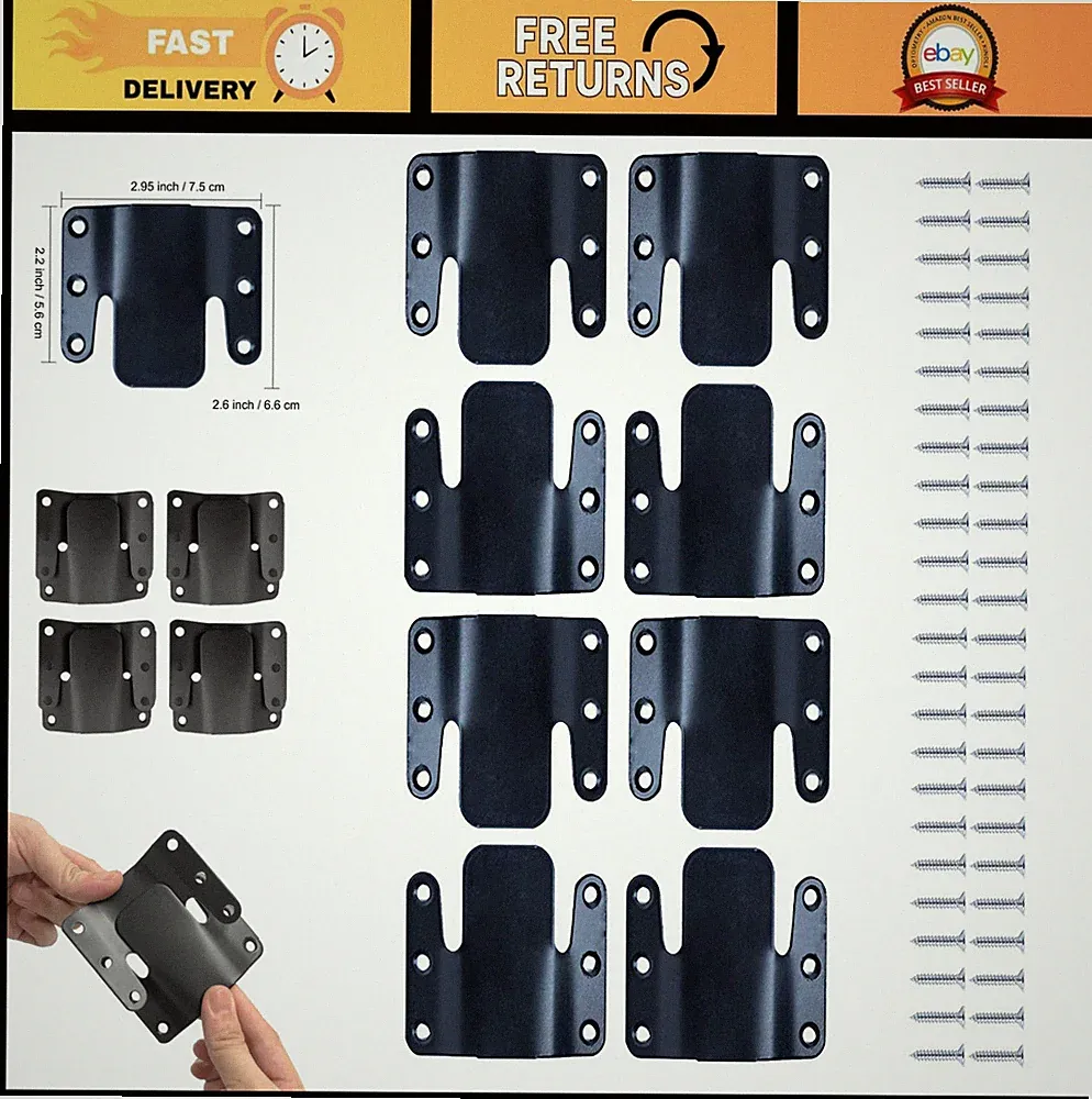 Universal Sectional Sofa Connectors - Interlocking Couch Bracket Hardware Set, 4