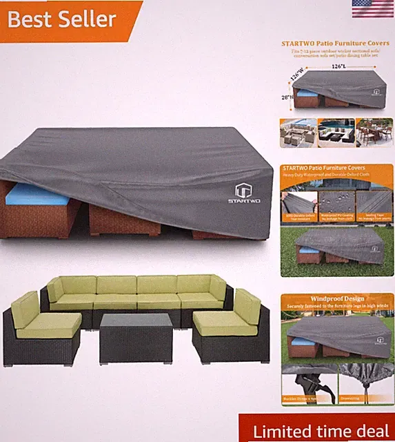 Universal Size Patio Furniture Cover for Sectional Sofa & Table - Tear-Resistant