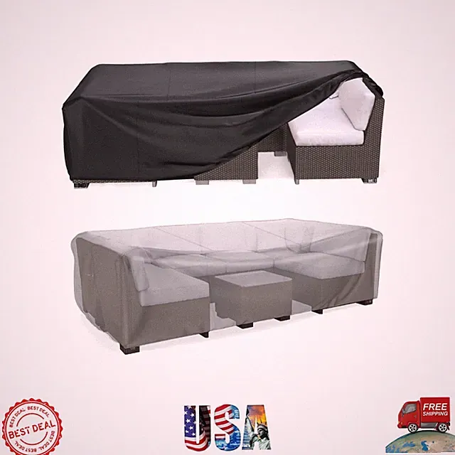 Universal Waterproof Patio Cover for Sectional Sofa 89.7"L x 62.2"W - Easy Setup