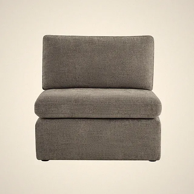 Upholstered Sectional Sofa Armless Chair Middle Module Grey