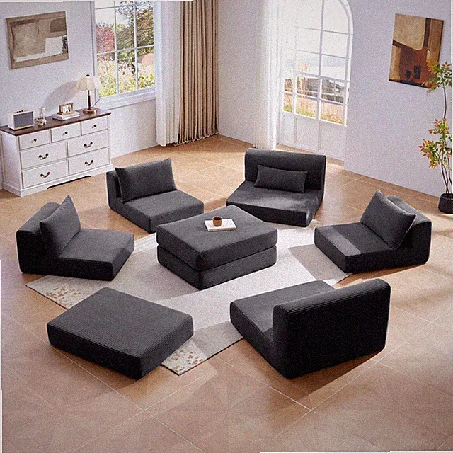 Upholstered Sectional Sofa Couch Set,Modular 100" L Shaped Floor Living Room So