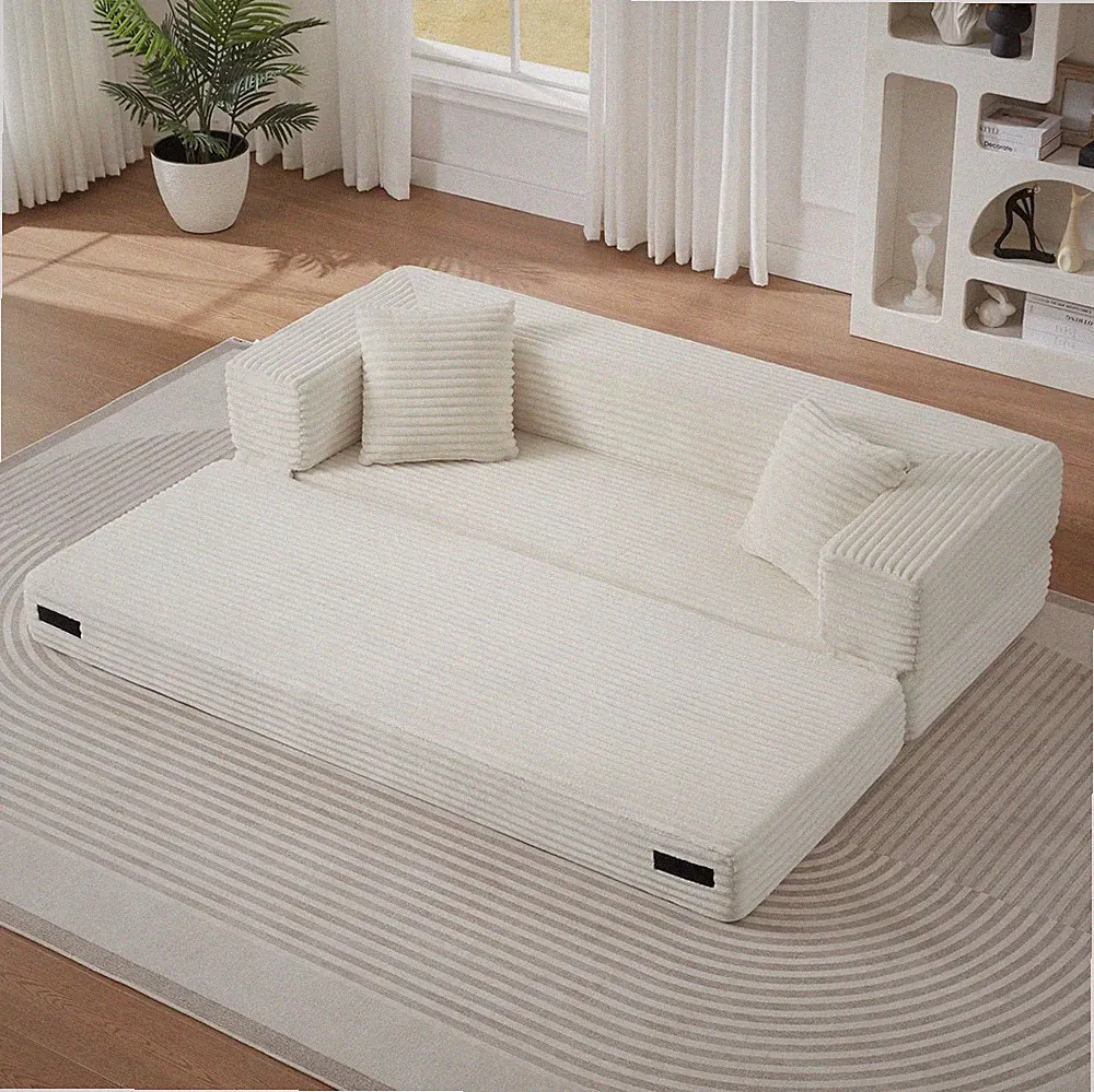 Upholstered Sleeper Sofa Bed, 3-Seater Sofa Couch Floor Sofa Bed for Apartments