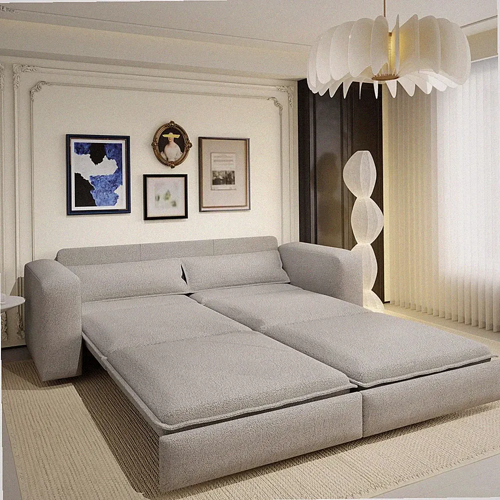 Upholstered Sleeper Sofa with Pull Out Bed, King Size Bed Convertible Sofa Couch