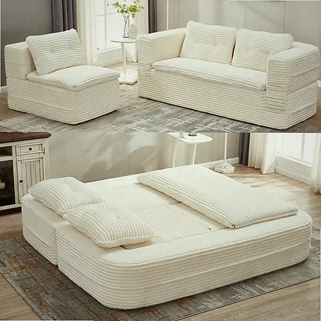 Upholstered Sofa Bed King Size Folding Sleeper Sofa Convertible Chaise Lounge