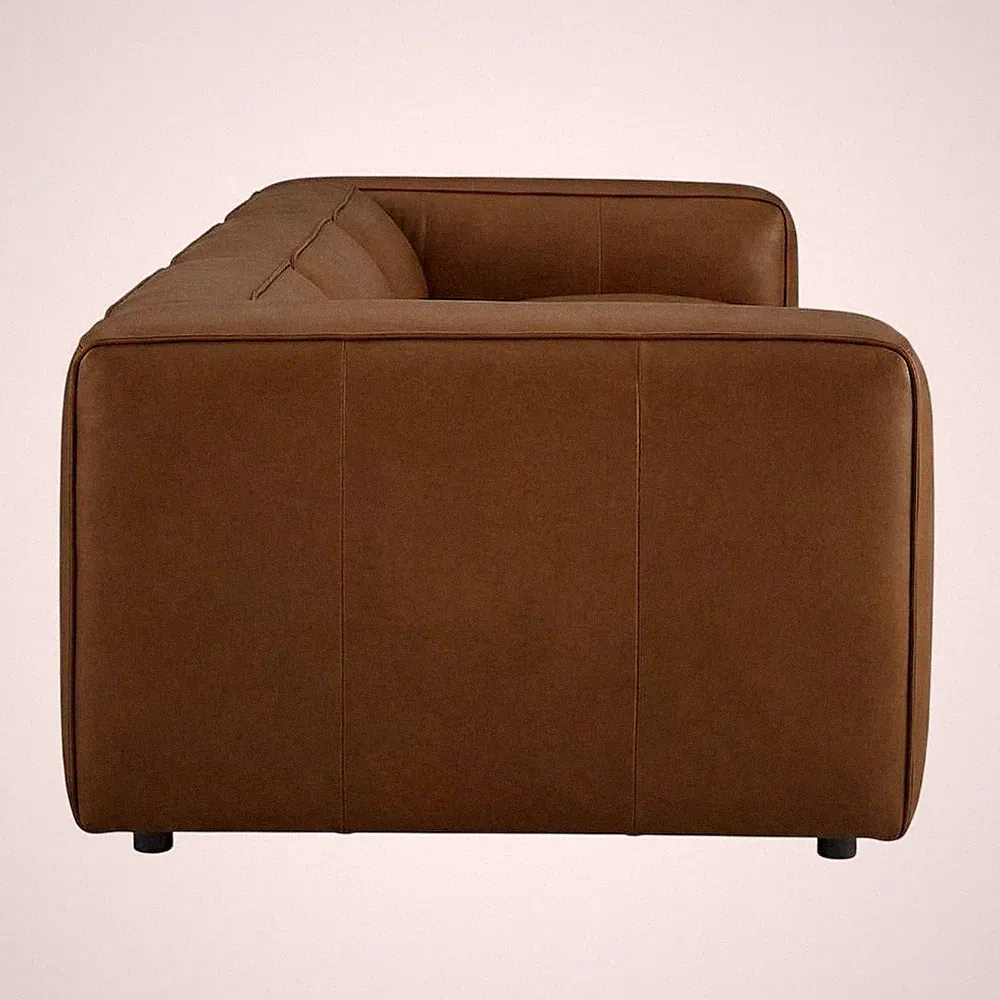 Upholstered Vegan Leather Modular Sectional Sofa with Mid-Century Style, Coffee