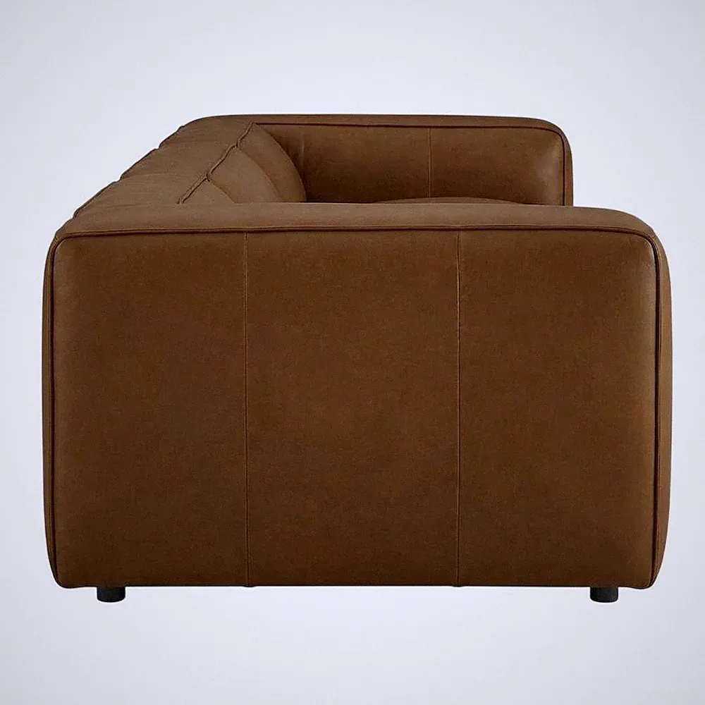 Upholstered Vegan Leather Modular Sectional Sofa with Mid-Century Style, Coffee