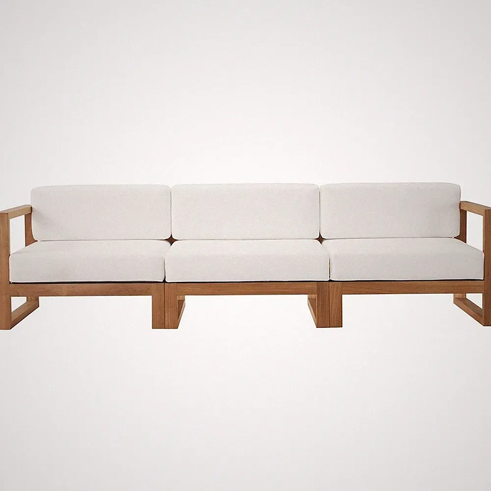 Upland 3-Piece Outdoor Patio Teak Wood Sectional Sofa Set