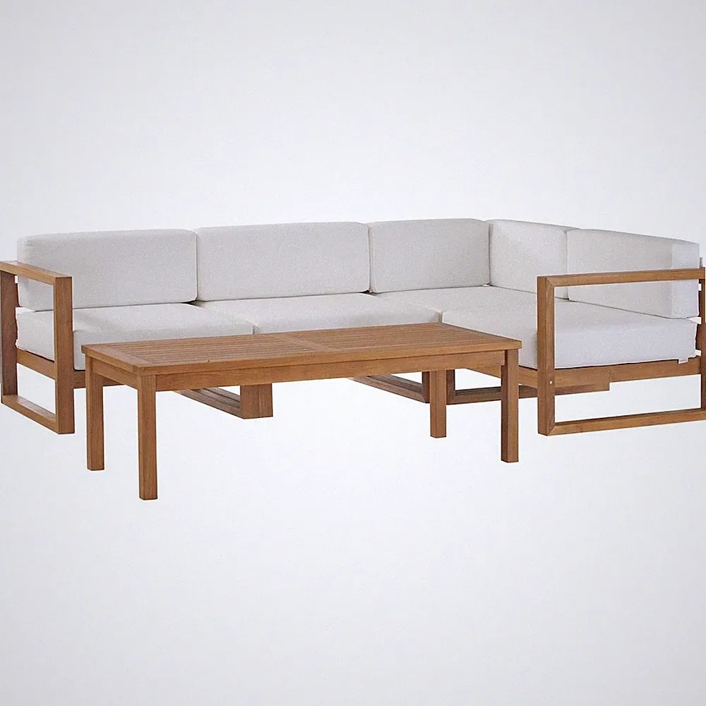 Upland 5-Piece Outdoor Patio Teak Wood Sectional Sofa Set