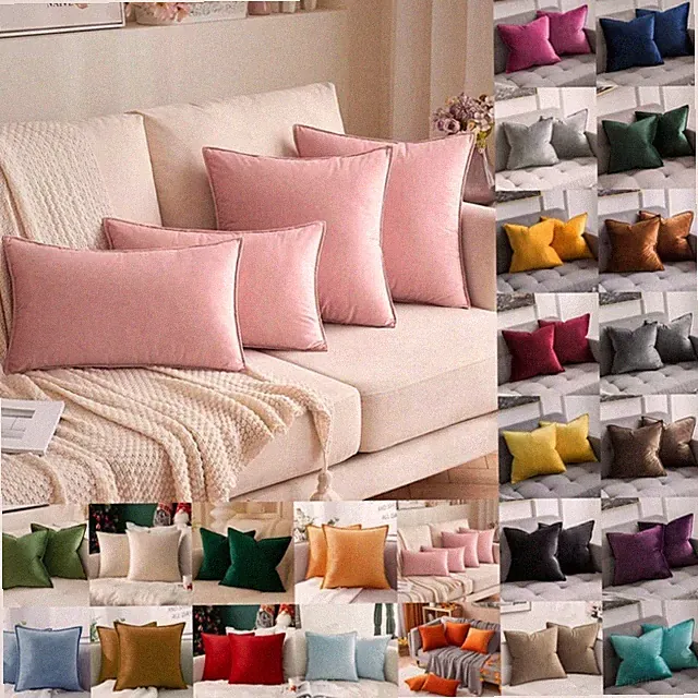 US 16" 18" 20" 24" Velvet Cushion Cover Throw Pillow Case Home Sofa Bed Decor