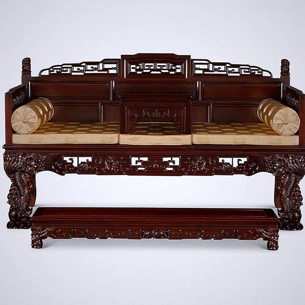 US Seller - Mahogany Finish Rosewood Imperial Palace Asian Day Bed