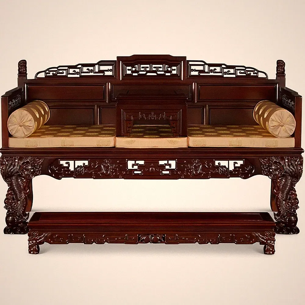 US Seller - Mahogany Finish Rosewood Imperial Palace Asian Day Bed