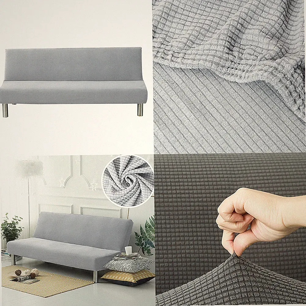US Stretch Solid Color Futon Slipcover Full Or Queen Size Armless Sofa Bed Cover