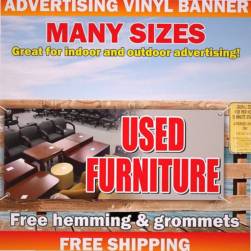 USED FURNITURE Advertising Banner Vinyl Mesh Sign Sofa bed Mattress Armchair