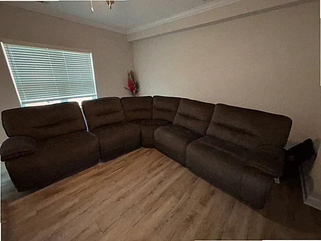 Used Haverty's Reynolds 5 Seater Sectional Dark Grey Microfiber Powered Recliner