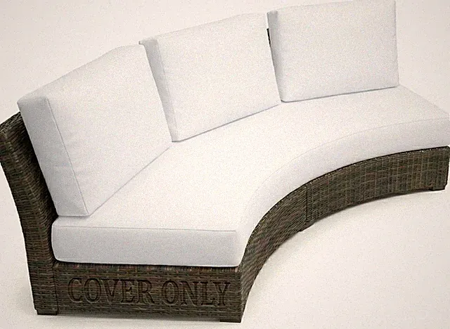 UV-Protected Outdoor Curved Sofa Cushion Covers - 4-Piece Set (White)