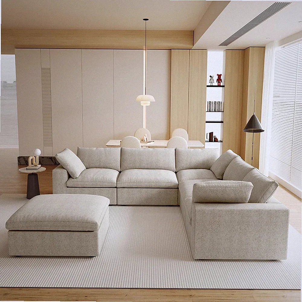 V Shape Couch Sectional for Living Room, Deep 5-Seats Modular Convertible Sofa