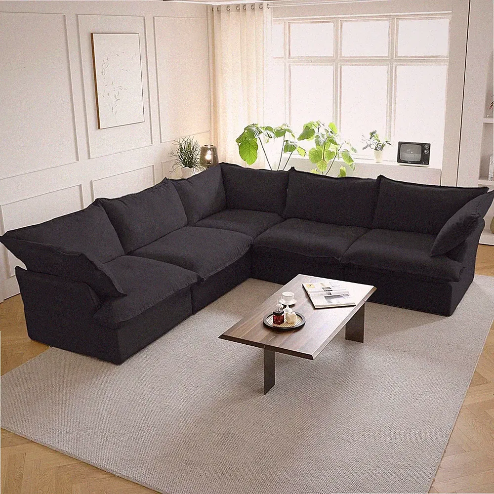 V Shape Modern Sectional Couch, Convertible Sectional Sofas Couches, Minimalist