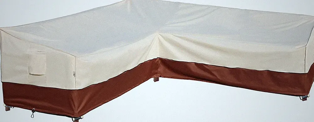 V-Shaped Outdoor Sectional Cover, Waterproof Heavy Duty 600D, Beige & Brown