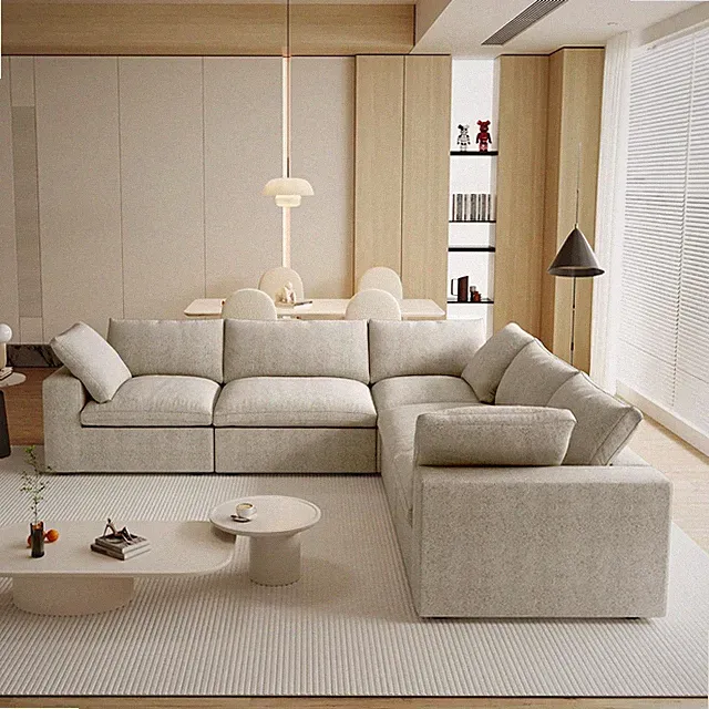 V-Shaped Sectional Couch, Deep 5-Seats Convertible Sectional Sofa, Cushion Cover