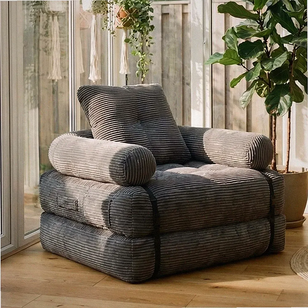 Vacuum Compressed 1 Seater Sofa Bed, 2-in-1 Convertible Single Sleeper Loveseat
