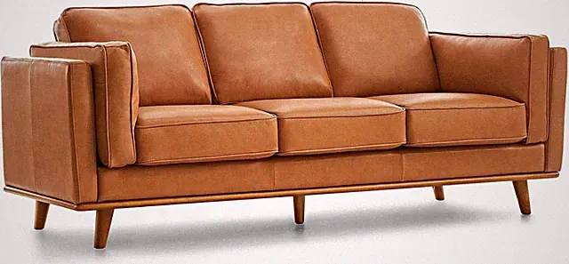 Valencia Artisan 88” Full Italian Leather Sofa - Cognac Tan Comfort