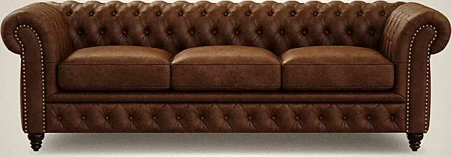 Valencia Parma 92" Leather Chesterfield Sofa, Premium Leather Upholstery, 3 Seat