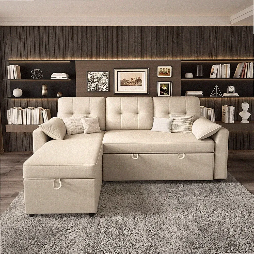 VANACC Sectional Sofa Bed with Storage and Soft Seat ,Reversible Pull Out Couch