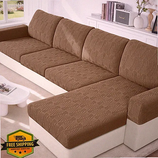 VANSOFY Couch Covers Light Coffee 3 Seater+1 Chaise