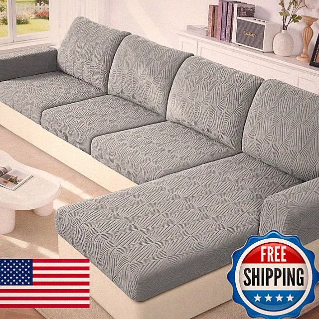 VANSOFY Couch Cushion Covers for Sectional Sofa, Stretch Jacquard Couch Seat Cus