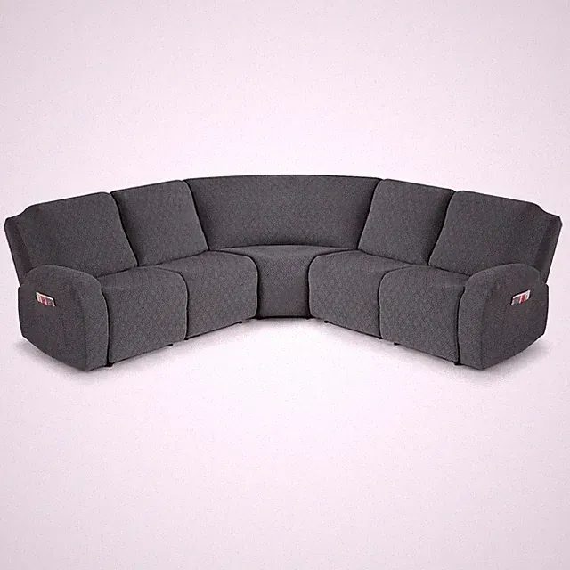 VANSOFY Extra Large Reclining Sectional Sofa Covers 5-Pc Washable Charcoal Gray
