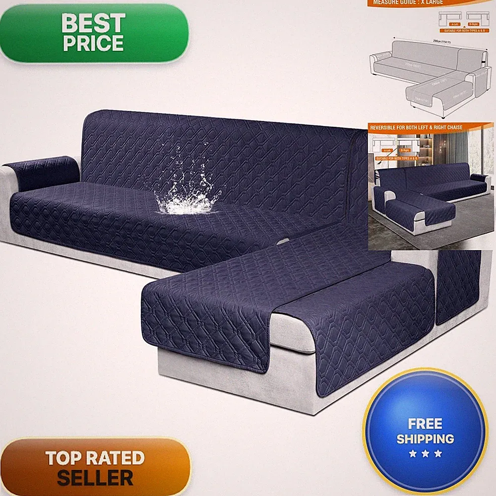 Vansofy Sectional Couch Covers 100 Waterproof L Shaped Sofa Slipcover 3Pcs