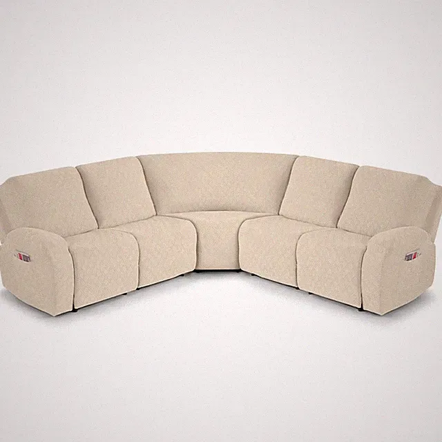 VANSOFY Stretch Reclining Sectional Couch Covers, 5-Pieces, Cream