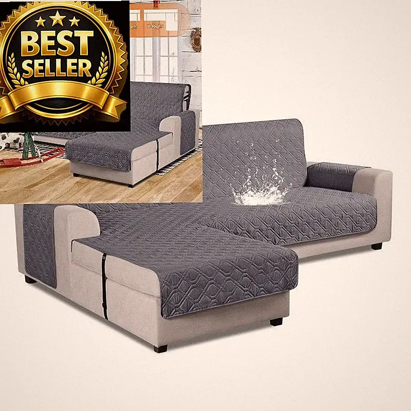 VANSOFY Upgraded Sectional Couch Covers 100% Waterproof L Small, Dark Gray