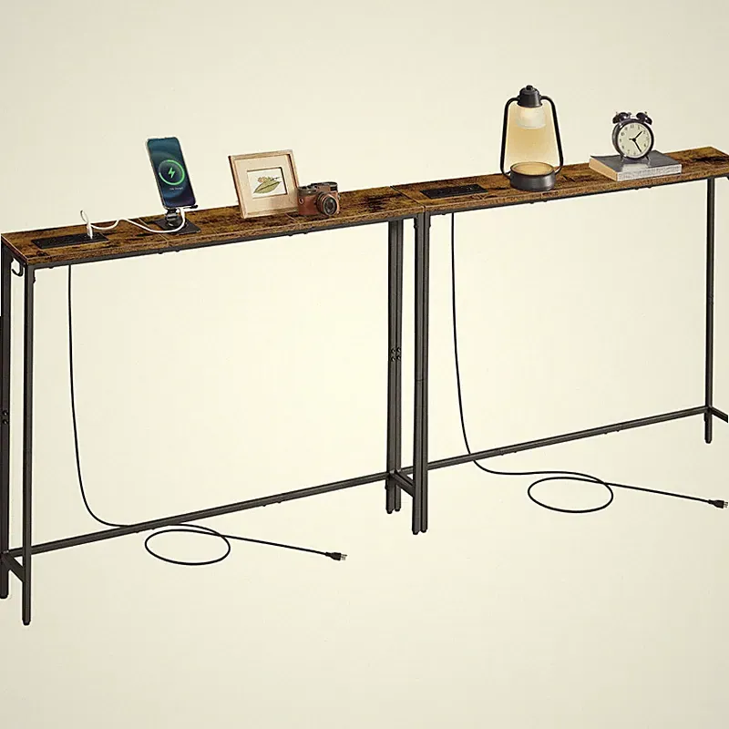 Vasagle Set Of 2 Console Tables Power Outlets Slim Behind Couch Sofa Tables 5.9