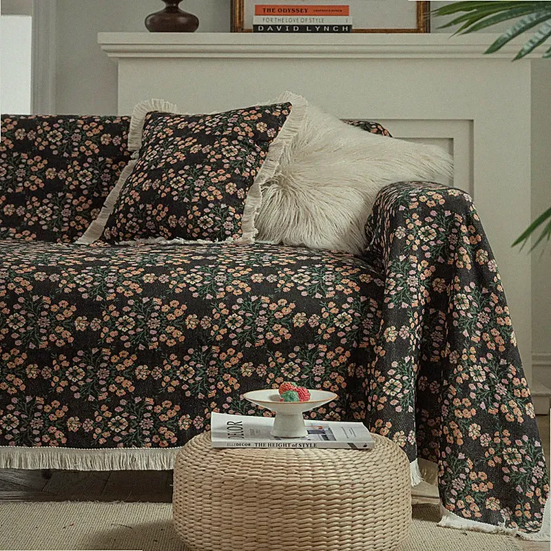 Vctops Vintage Jacquard Sofa Covers For Sectional Loveseat - Floral Pattern