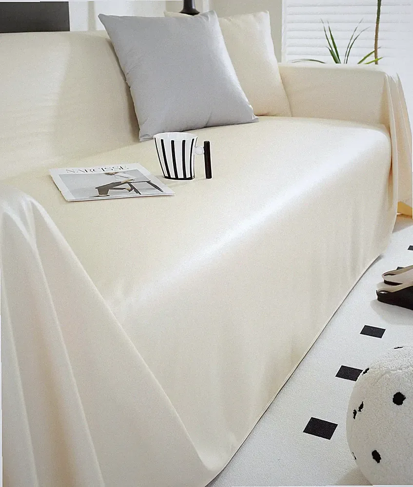 vctops Waterproof PU Leather Sofa Cover for L Shaped Sectional - Cream 71"x165"