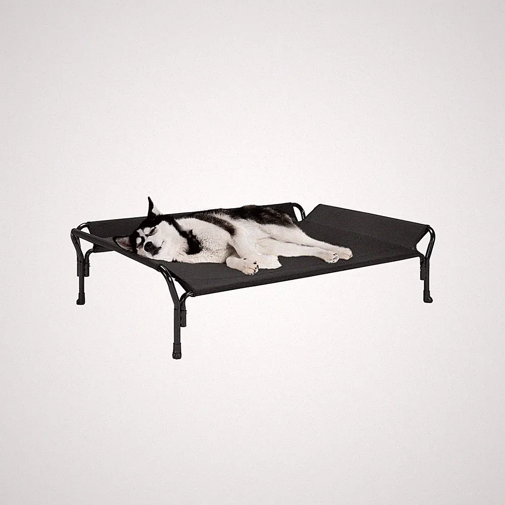 Veehoo Cooling Elevated Dog Bed, Raised Pet Cot with Guardrail & Slope Headre...