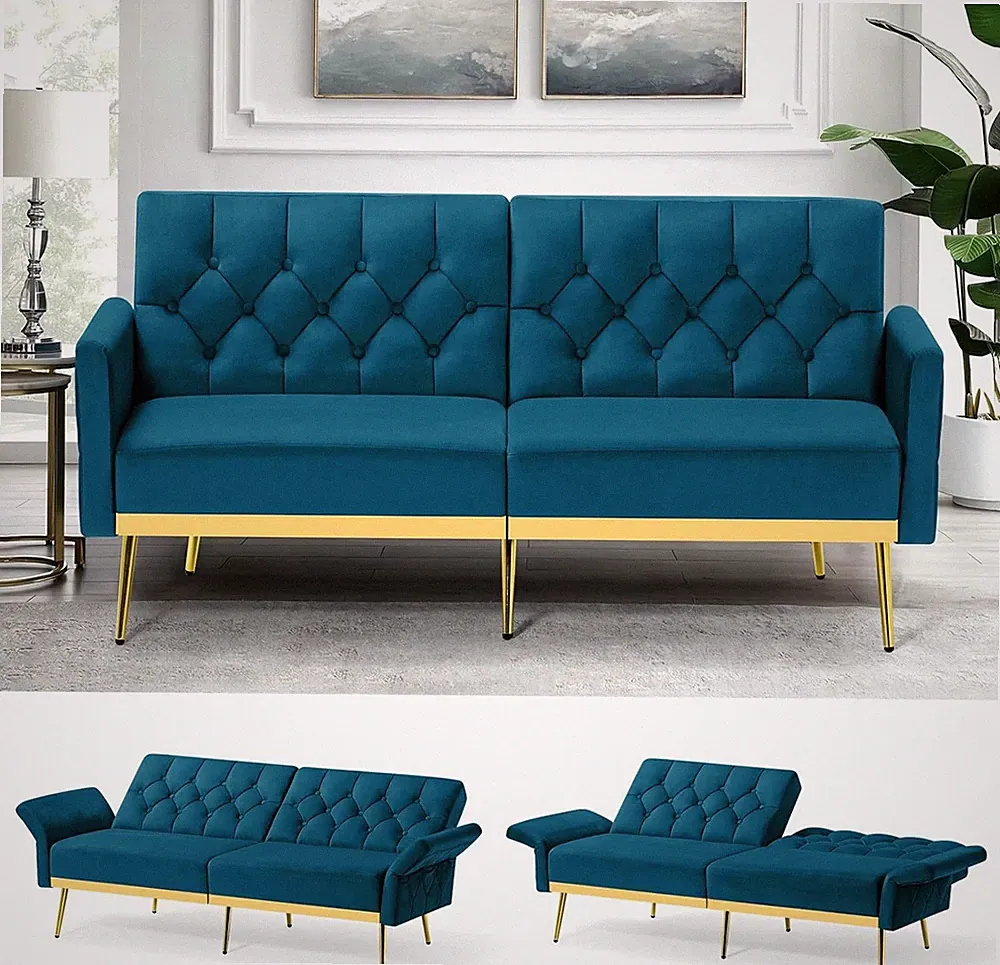 Veet Sofa Bed w/Adjustable Armrests and Barests, Modern Convertible