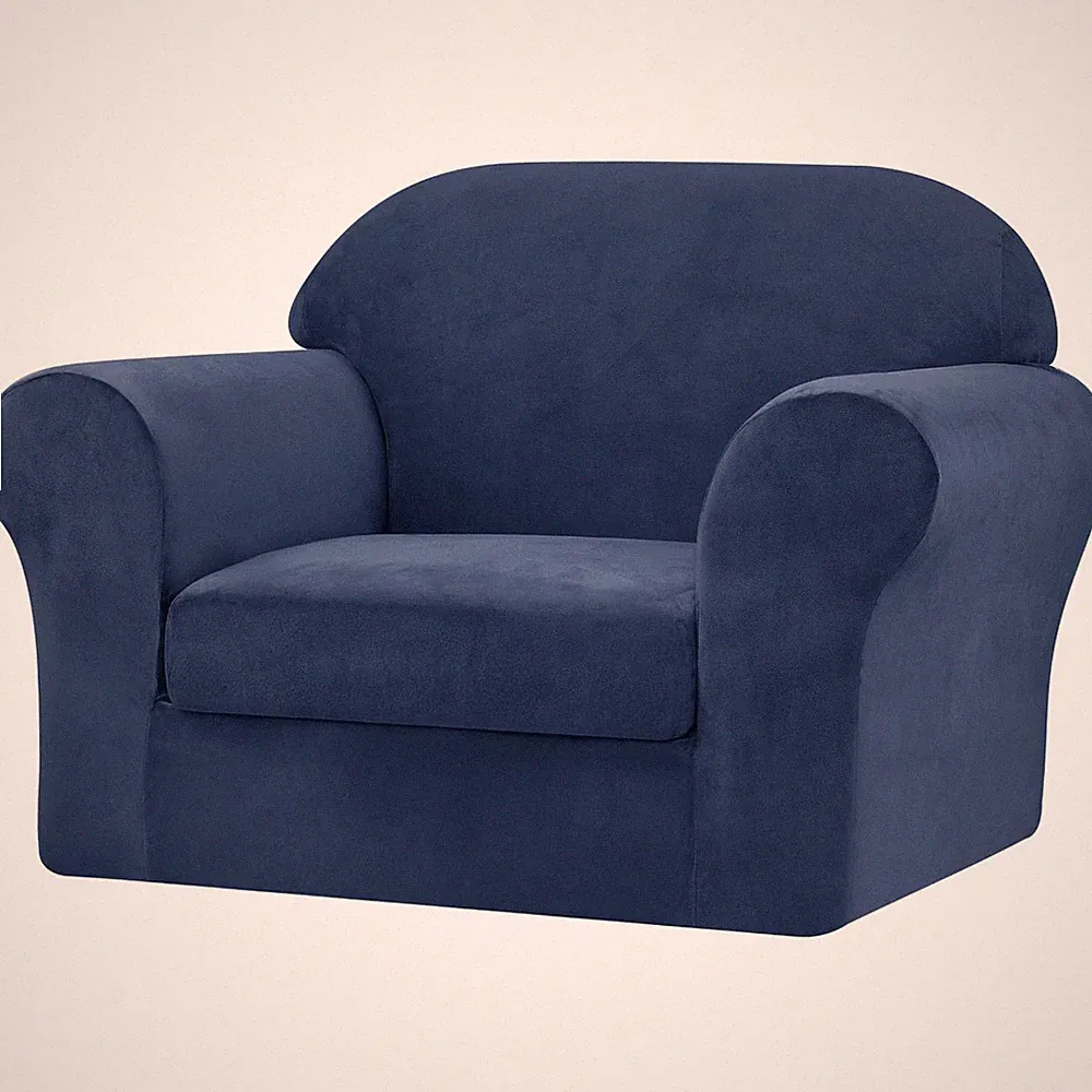 Velvet Armchair Slipcover with Water Resistant Protection
