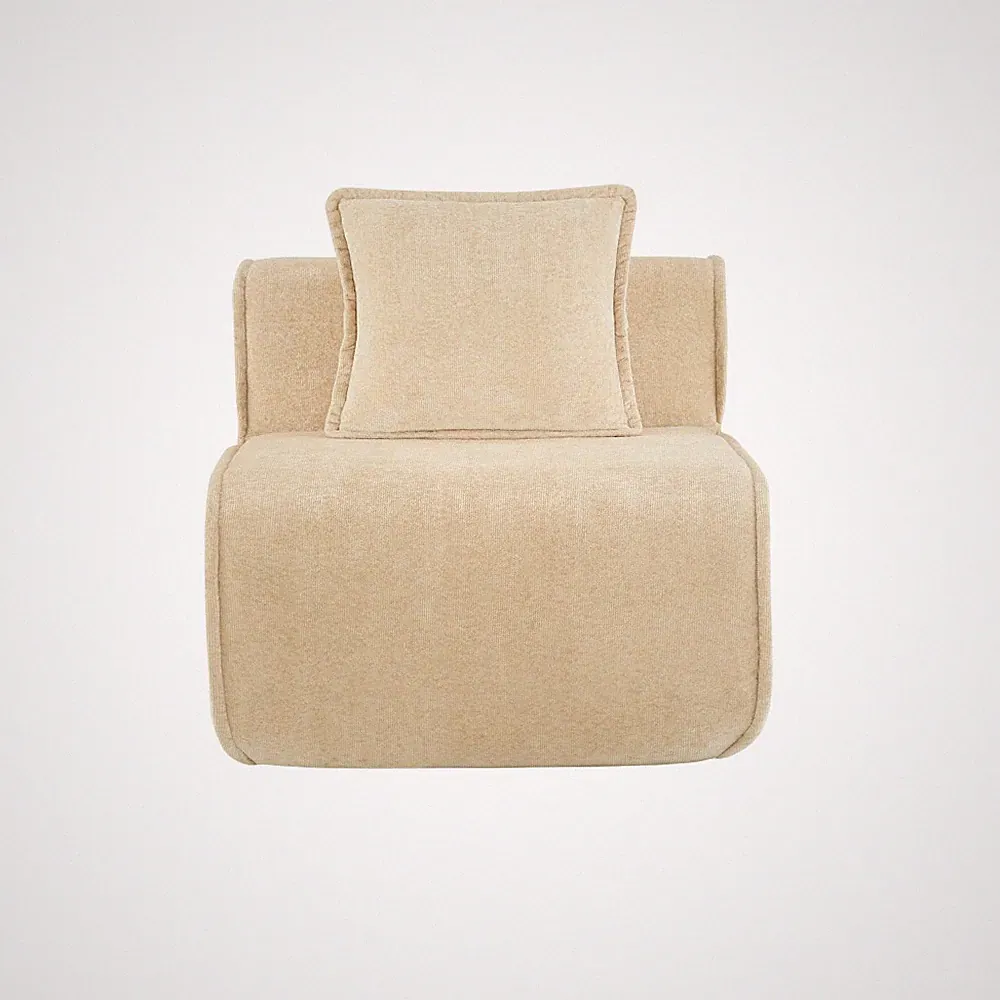 Velvet Armless Accent Sofa, Camel Cloud Modular Sectional Couch, Ready to Use