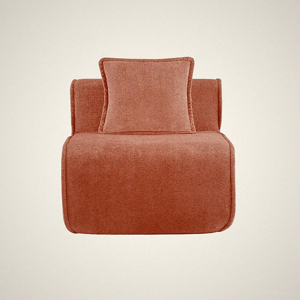 Velvet Armless Sectional Sofa for Living Room, Red 1-Seat Modular No Assembly