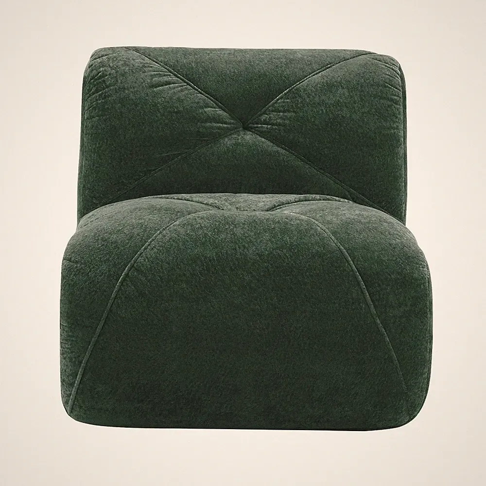 Velvet Armless Single Sofa Modular Cloud Couch High Density Foam Tufted Cushion